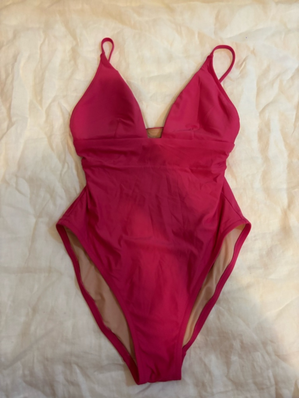 J. Crew Womens Deep Plunge One Piece Swimsuit Radiant Fuchsia Size 4